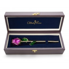 Purple Tight Bud Glazed Rose Trimmed with 24K Gold